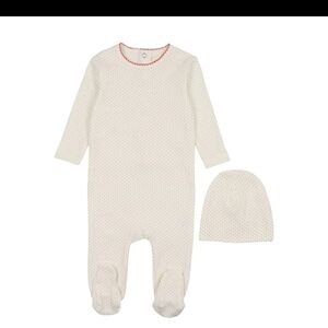 Soft White Baby Footie and Hat Set